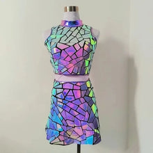 Robe de discothèque miroir argenté pour femmes, tenue de soirée d'anniversaire, sans manches, Laser brillant, PU Bar Dj Gogo danseuse chanteur, Costumes de scène